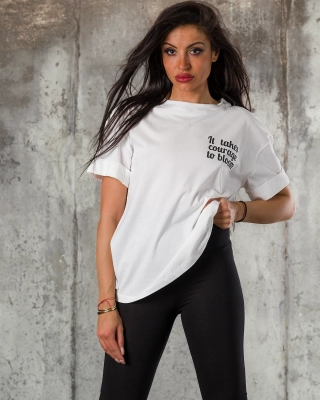 Tricou It Takes Courage, Culoare alb