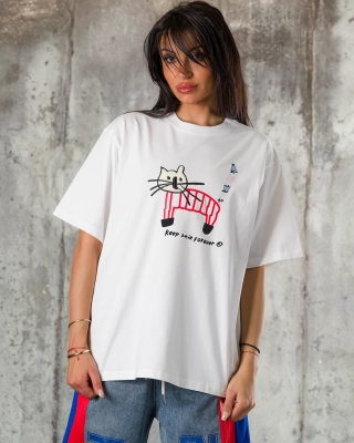 Tricou Keep Smiling, Culoare alb