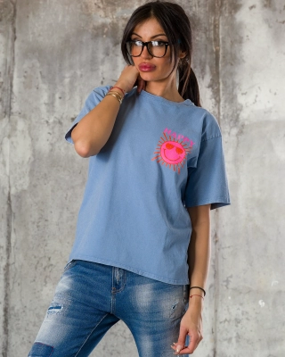 Tricou Happy in The Sun, Albastru închis