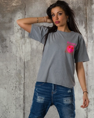 Tricou Happy in The Sun, Gri