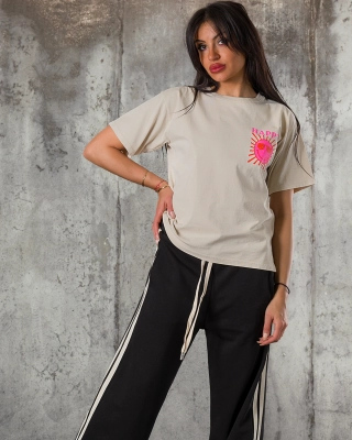 Tricou Happy in The Sun, Culoare taupe