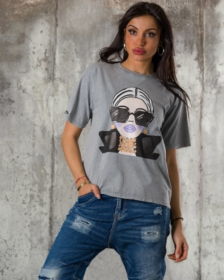 Tricou Boss Lady, Culoare albastru