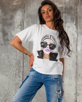 Tricou Boss Lady, Culoare alb