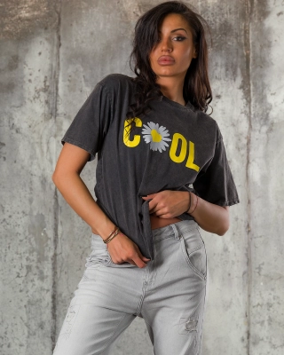 Tricou Flower Child, Culoare negru