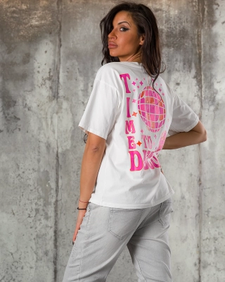 Tricou Disco Time, Alb