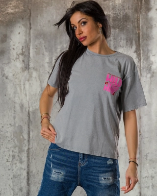 Tricou Top of The World, Culoare gri