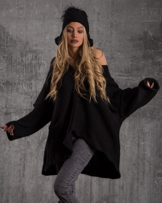 Pulover cu buzunare Olean, Negru Culoare