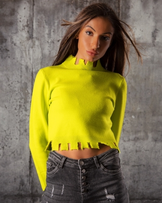 Pulover cu efect rupt Addison, Verde Culoare