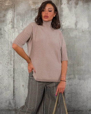 Пуловер Warm Inside, Цвят Таупе