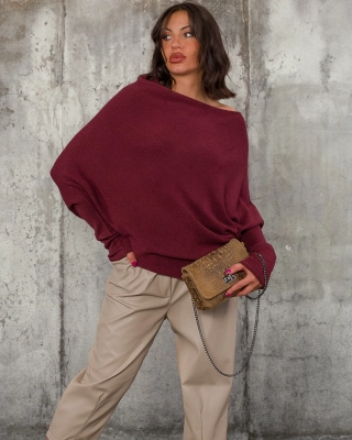 Пуловер Tell Me Lies, Цвят Бордо