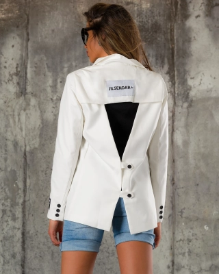 Sacou extravagant Feel It, Alb culoare