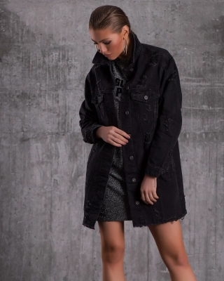Geacă lungă din denim Viper, Negru Culoare