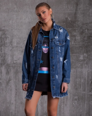 Geacă lungă din denim Viper, Albastru Culoare