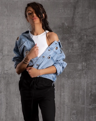 Geacă de blugi cu accente metalice Printemps, Albastru Culoare M/L