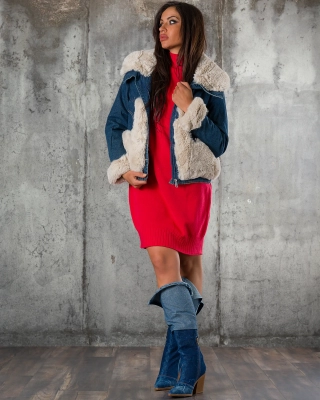 Geaca Middle of The Night, Culoare Albstru/Alb