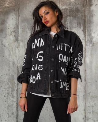 Geaca de blugi Just That, Culoare negru