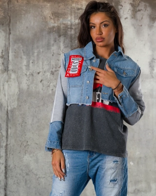 Geaca Do It For The Plot, Denim/Gri