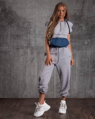 Compleu cu accente Estate, Gri Culoare XS gri/denim