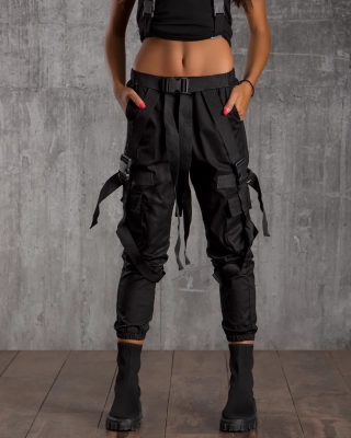 Pantaloni cu benzi Technology, Negru Culoare M negru