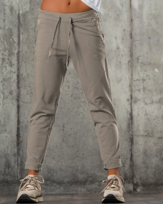 Pantaloni Popcorn, Taupe