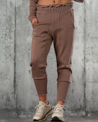 Pantaloni Long Beach, Culoare taupe inchis