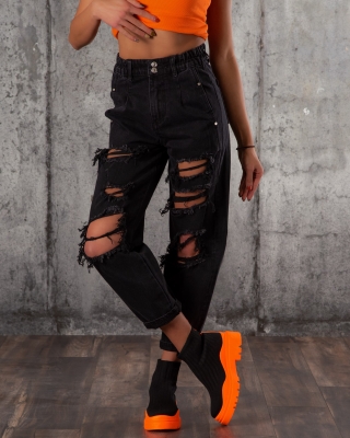 Blugi cu efect rupt Foxfire, Negru Culoare M negru