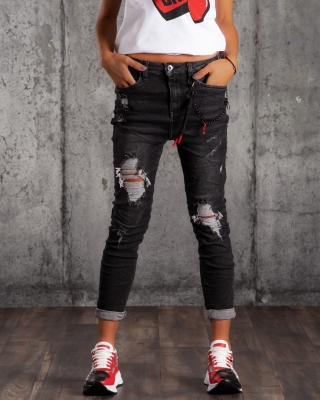 Blugi cu efect rupt Velocity, Negru Culoare