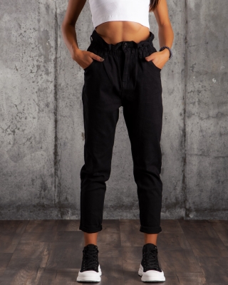 Blugi cu talie "paperbag" Creator, Negru Culoare