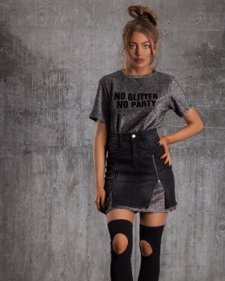 Fustă cu fermoare Darling, Negru Culoare