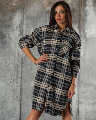Camasa-rochie Compartment, Culoare Negru/Alb