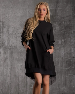 Rochie cu tul Diamond, Negru Culoare