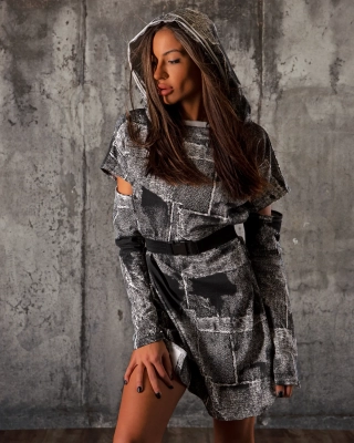 Rochie cu glugă Ashley, Gri Culoare Mărime universală