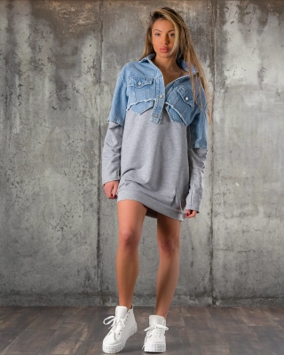 Rochie combinată Lyanna, Gri Culoare