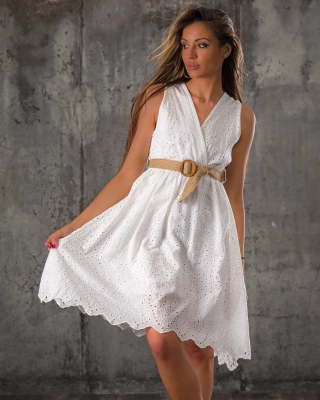 Rochie Pistachio, alb culoare