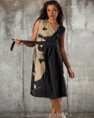Rochie Gloria, Negru/Taupe