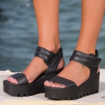 Sandale din piele Venice, Negru Culoare
