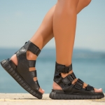Sandale cu catarame Meteora, Negru Culoare