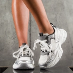 Sneakers Example, Alb/Argintiu culoare