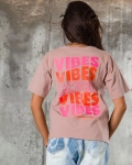 Tricou Just Vibes, Culoare roz pudra