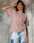 Tricou Just Vibes, Culoare roz pudra