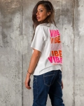 Tricou Just Vibes, Culoare roz pudra