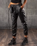 Pantaloni din piele eco Supreme, Negru Culoare