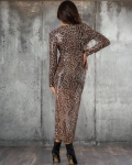 Rochie Leopard, Culoare Bej/Negru