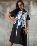 Rochie Modern Art, Negru/Albastru