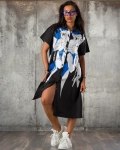 Rochie Modern Art, Negru/Albastru